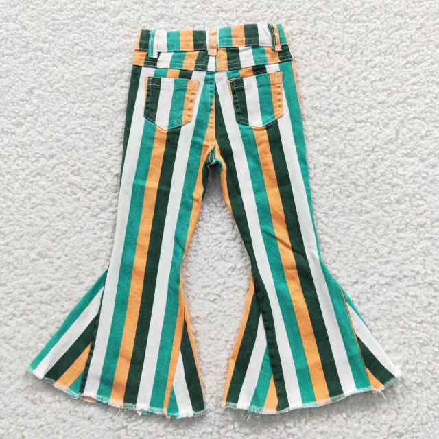P0131  Green Orange Stripe Demin Jeans