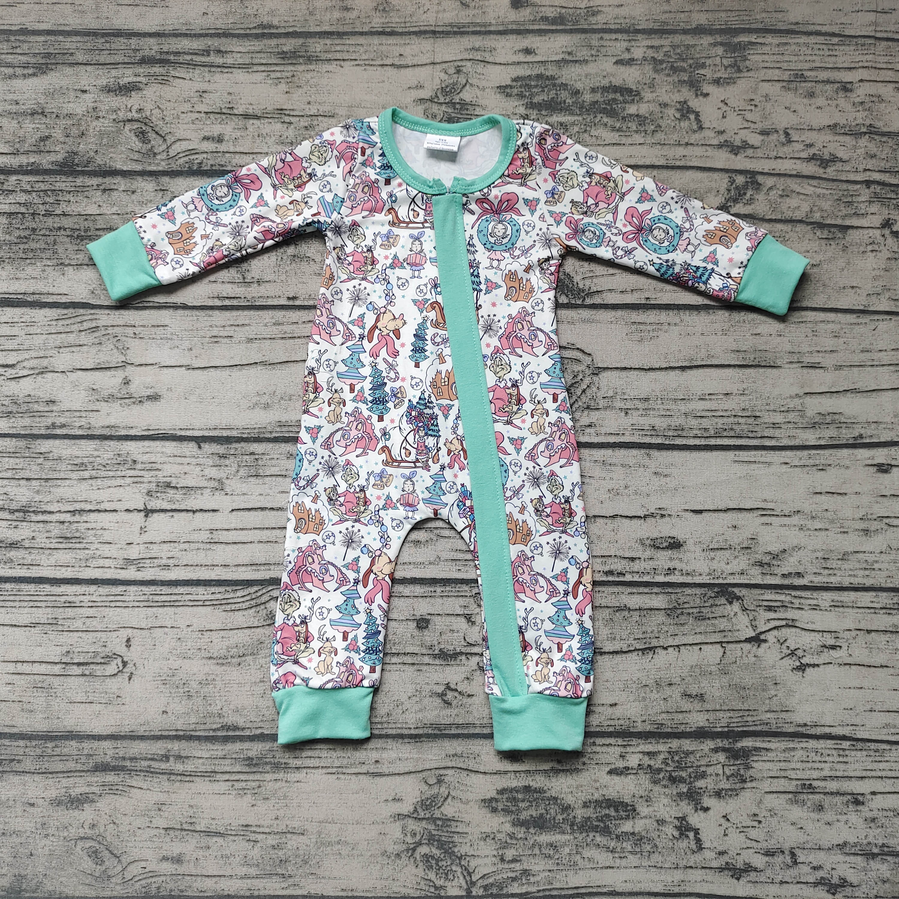 Pre-order girls summer clothes pattern green long sleeve jumpsuit