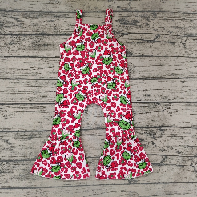 Pre-order girls summer clothes Christmas grinch red suspender jumpsuit