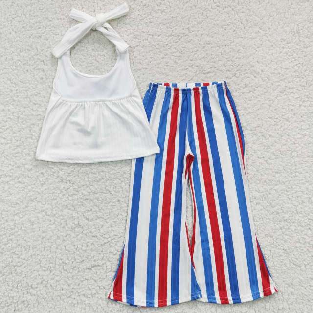 GSPO0655 Girls American babeblack vest stripe pants Set