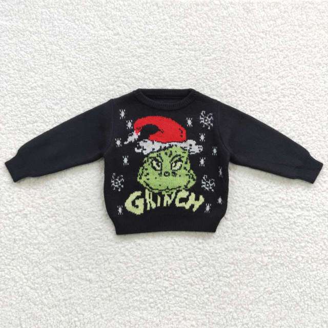 GT0188 christmas grinch black sweater