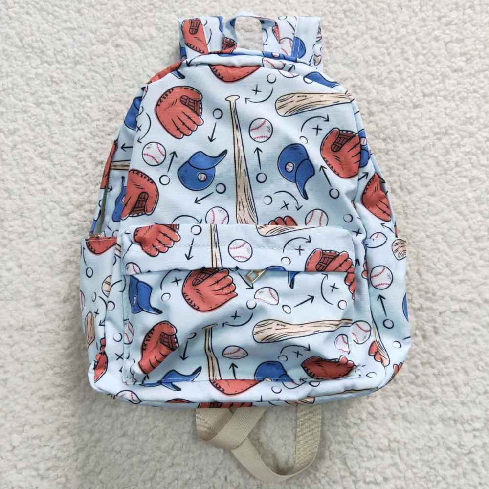 BA0075 Girl Baseball Glove Hat Light Blue Backpack Bags