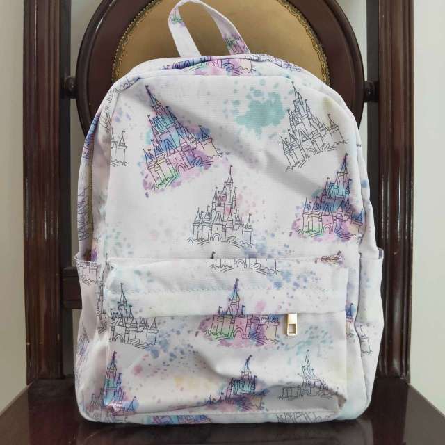 BA0079 Colorful cartoon castle white backpack Bags