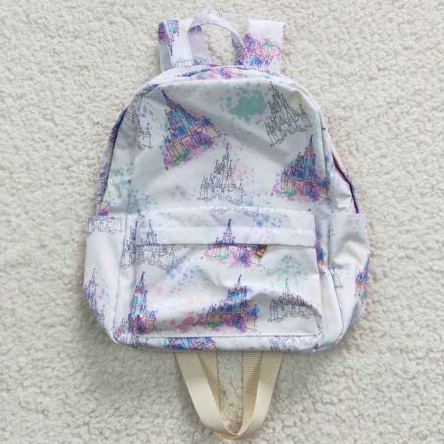 BA0079 Colorful cartoon castle white backpack Bags
