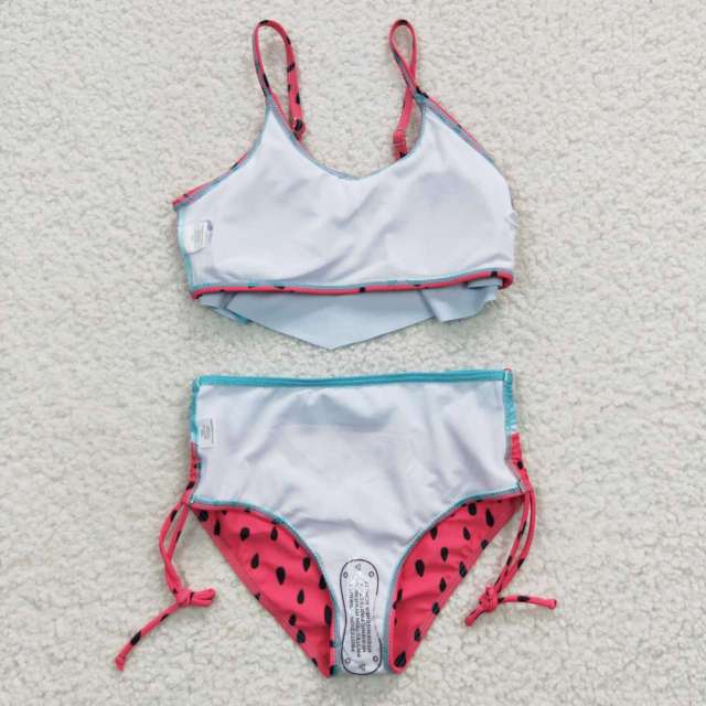 S0143 girls watermelon rose red swimsuit