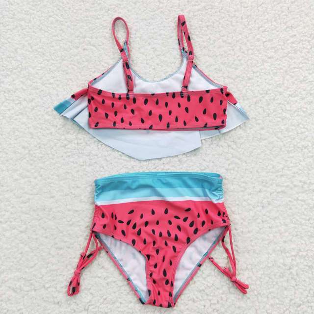 S0143 girls watermelon rose red swimsuit