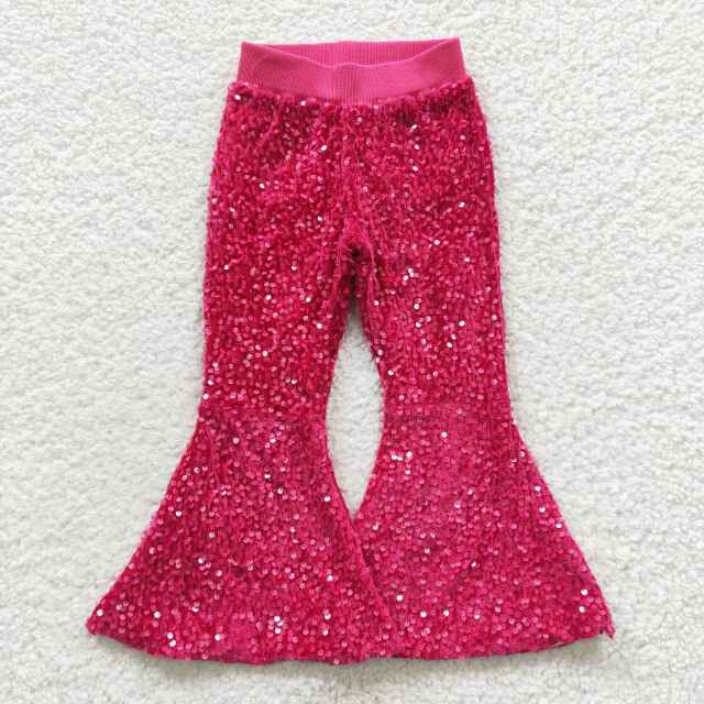 P0112 Rose Red Sequined Pants