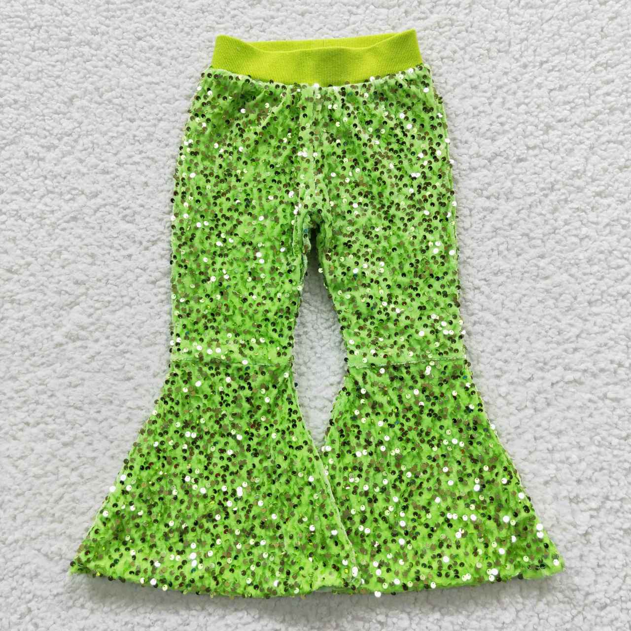 P0148 Fluorescent Green Sequined Pants