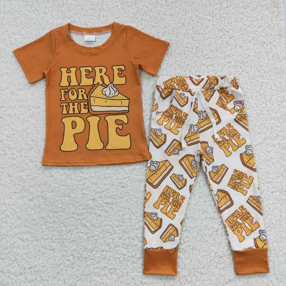 BSPO0118 Kid Clothing PIE Cake Brown Short Sleeve Pants Set