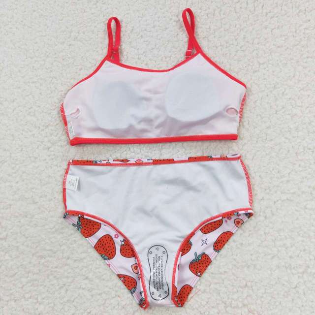 S0142 girls strawberry red tassel swimsuit