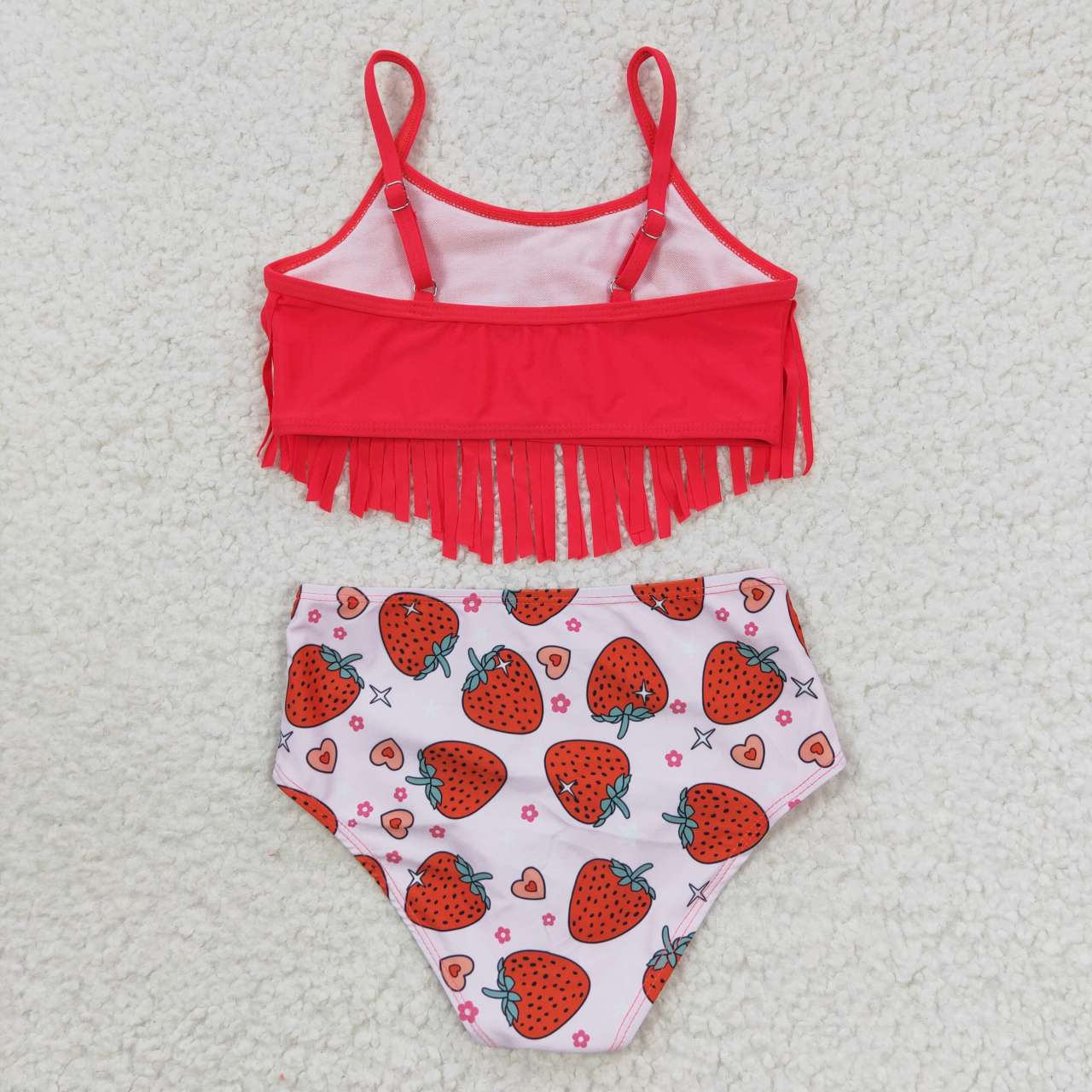 S0142 girls strawberry red tassel swimsuit