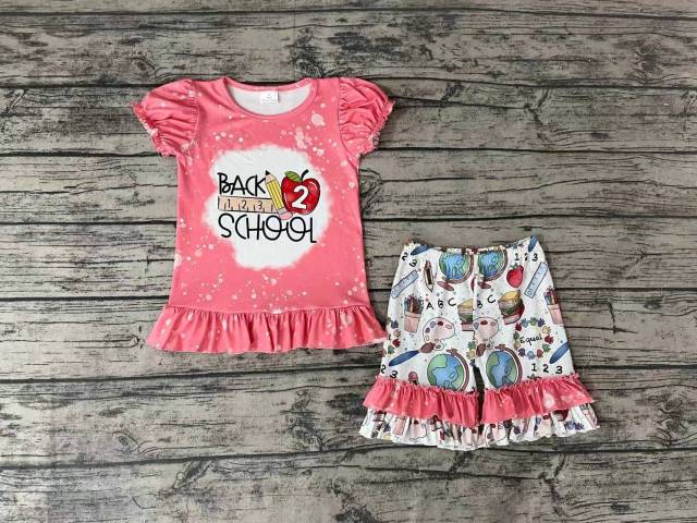 Pre-order girls summer clothes back to school shorts set