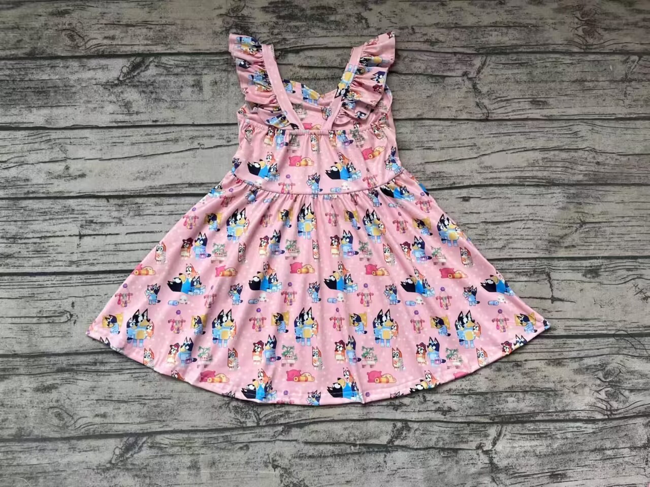 Pre-order girls summer clothes pink flying sleeve dresses