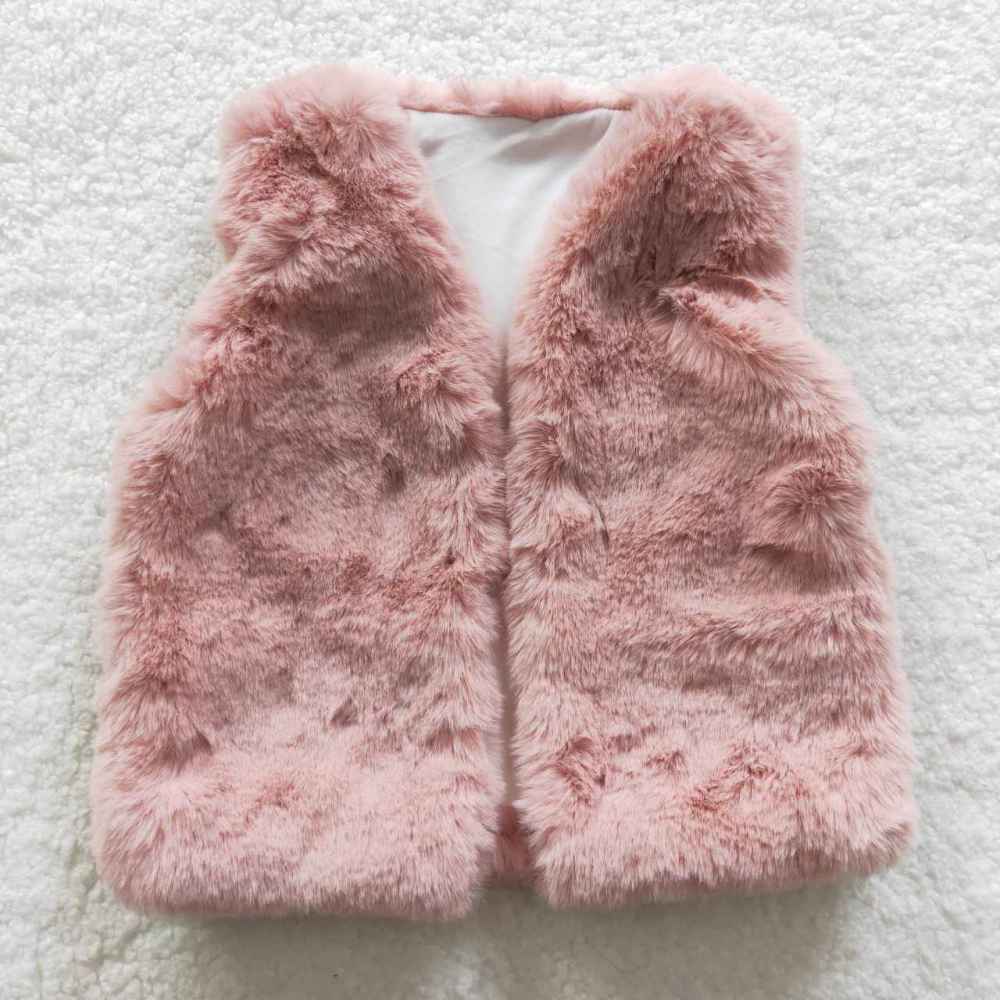6 A21-14 Pink Plush Vest Jacket