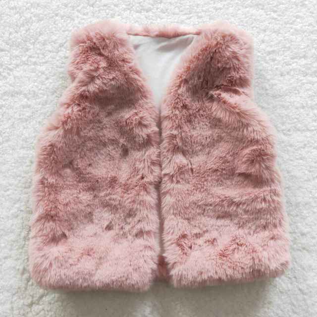 6 A21-14 Pink Plush Vest Jacket