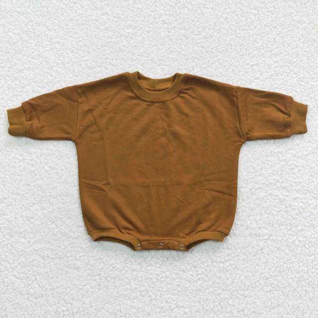 LR0316 Brown Sweatshirt Long Sleeve Jumpsuit