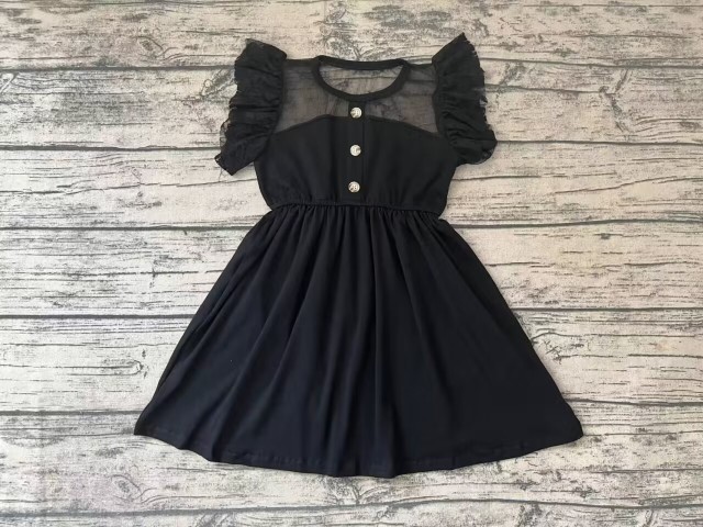 Pre-order girls summer clothes black short sleeve dresses