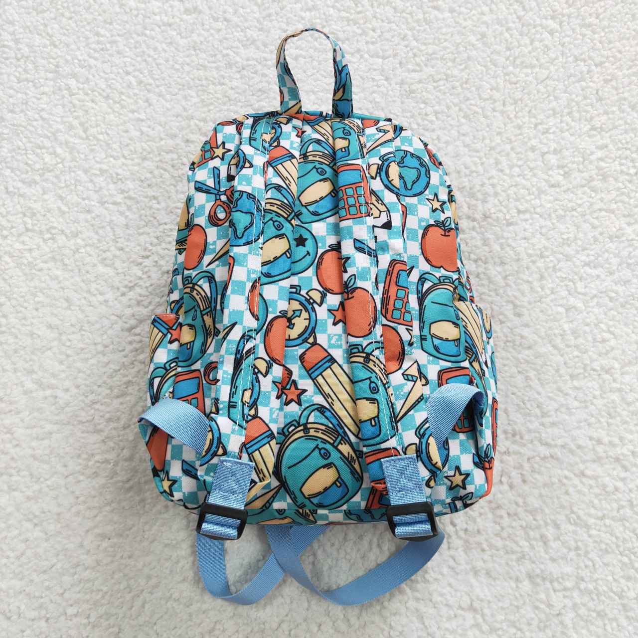 BA0071 Smiley Apple Pencil Back To School Green Backpack