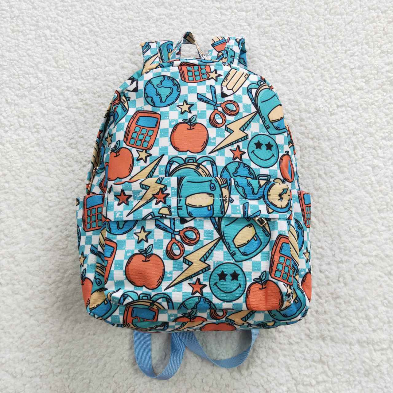 BA0071 Smiley Apple Pencil Back To School Green Backpack