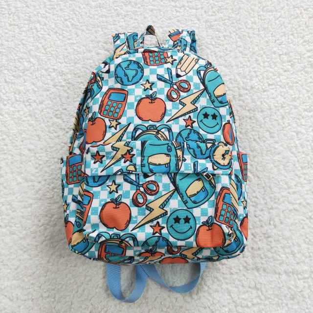 BA0071 Smiley Apple Pencil Back To School Green Backpack