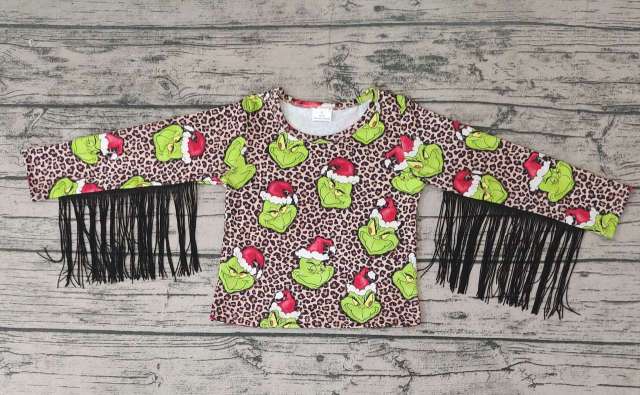 Pre-order girls summer clothes christmas grinch long sleeve top