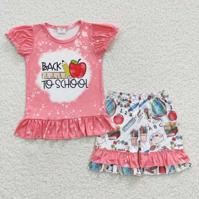 GSSO0355 back to school ruler pencil apple short-sleeved shorts Set