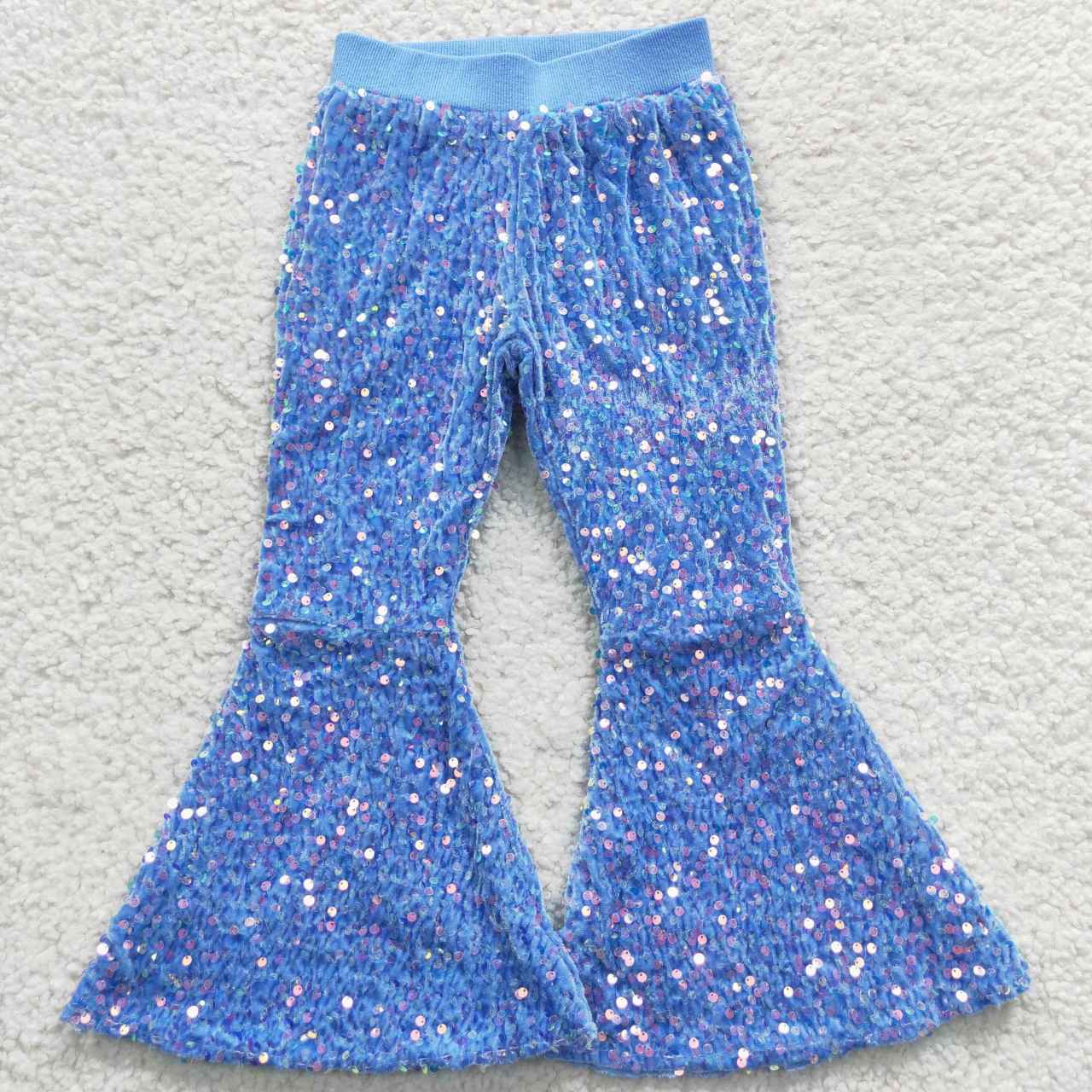 P0111 Sky Blue Sequined Pants