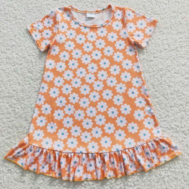 GSD0399 Floral Orange Short Sleeve Dress