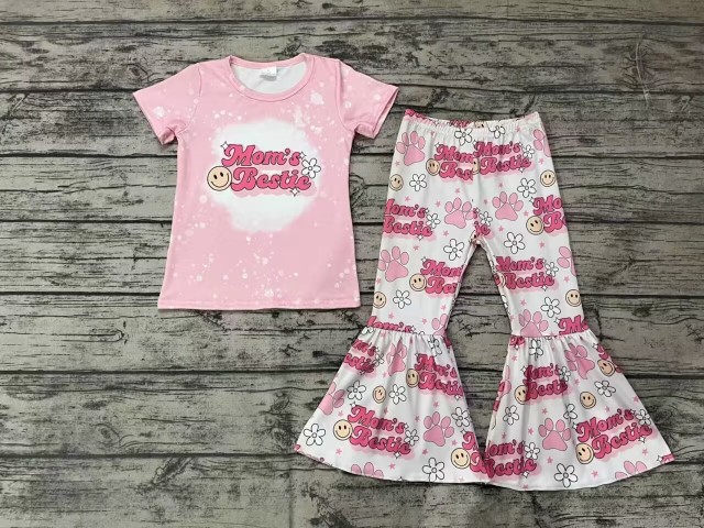 Pre-order girls summer clothes pink short sleeve pants set
