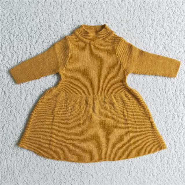 6 A5-13 apricot long-sleeved sweater dress