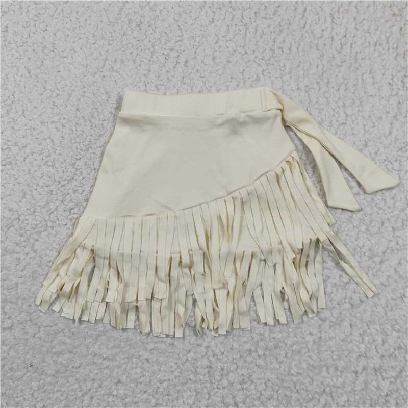 GLK0002 girls white fringed skirt