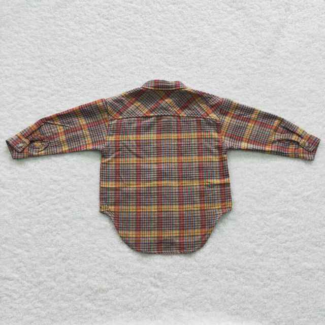 BT0241 Boys Red And Yellow Grid Long Sleeve Shirt
