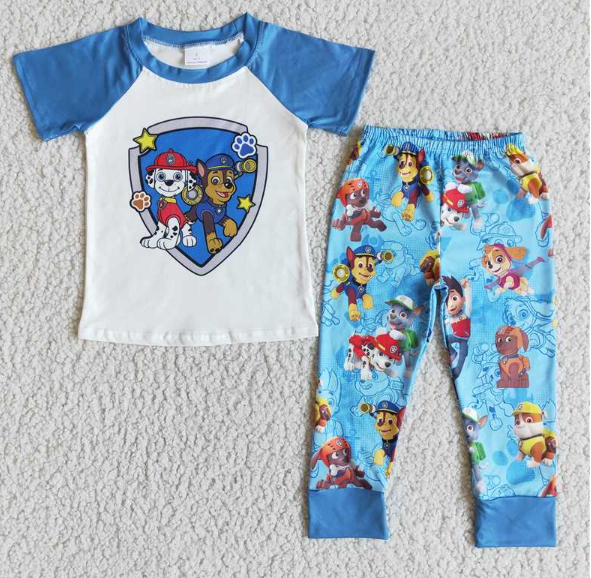 E6-11 Boys  Blue Short Sleeve Trousers Suit