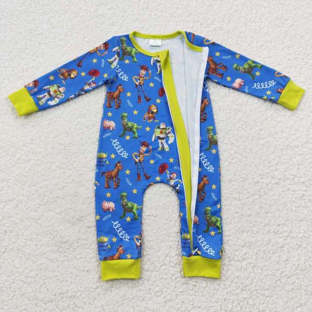 LR0484 Toy Story toy story blue and yellow zipper Long Sleeve Bodysuit