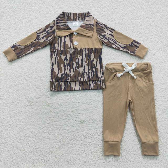 BLP0239 Camouflage Light Brown Long Sleeve pant suit