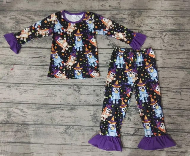 Pre-order girls summer clothes bluey black long sleeve pants pajamas set