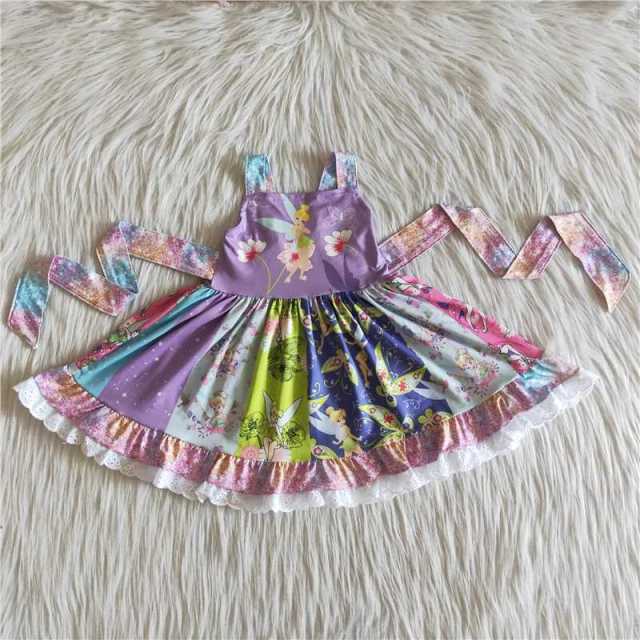 A3-13 Purple Strap Flower Dress