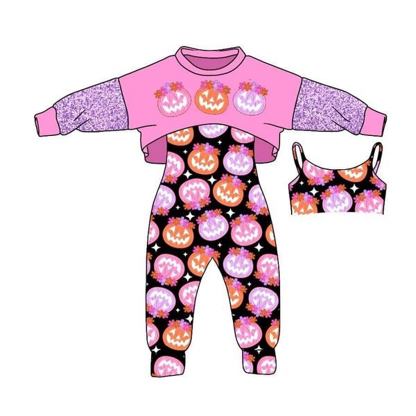 Pre-order girls summer clothes halloween long sleeve jumpsuit 2pcs