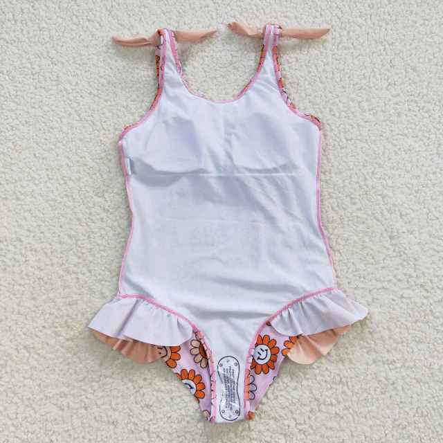 S0151 Smiling Flower Pink One-Piece Swimsuit