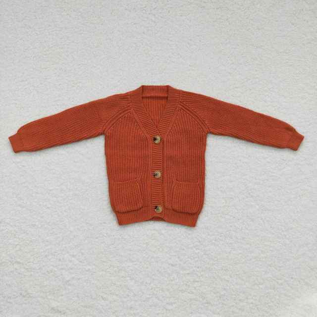 GT0242 Caramel Pocket Button Cardigan Long Sleeve Sweater
