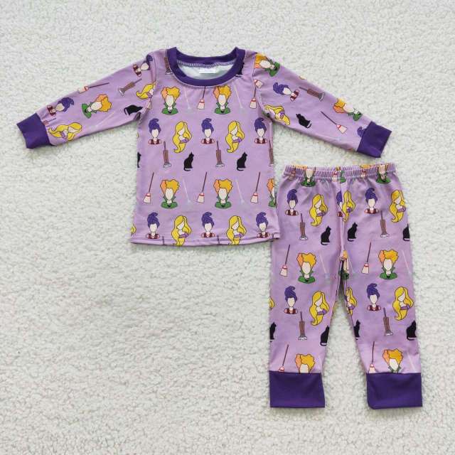 BLP0257 Boys Halloween hocus pocus purple long sleeve Pants Set