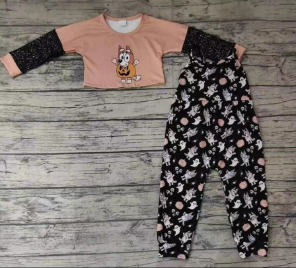 Pre-order girls summer clothes dog  long sleeve jumpsuit 2pcs