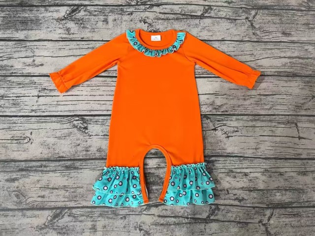 Pre-order girls summer clothes orange long sleeve jumpsuit