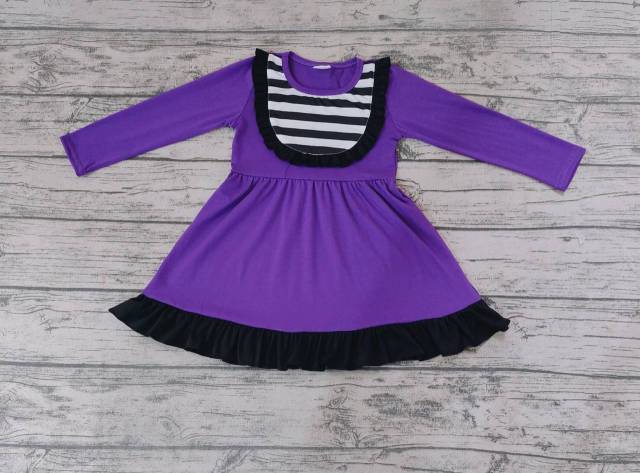 Pre-order girls summer clothes purple long sleeve dresses