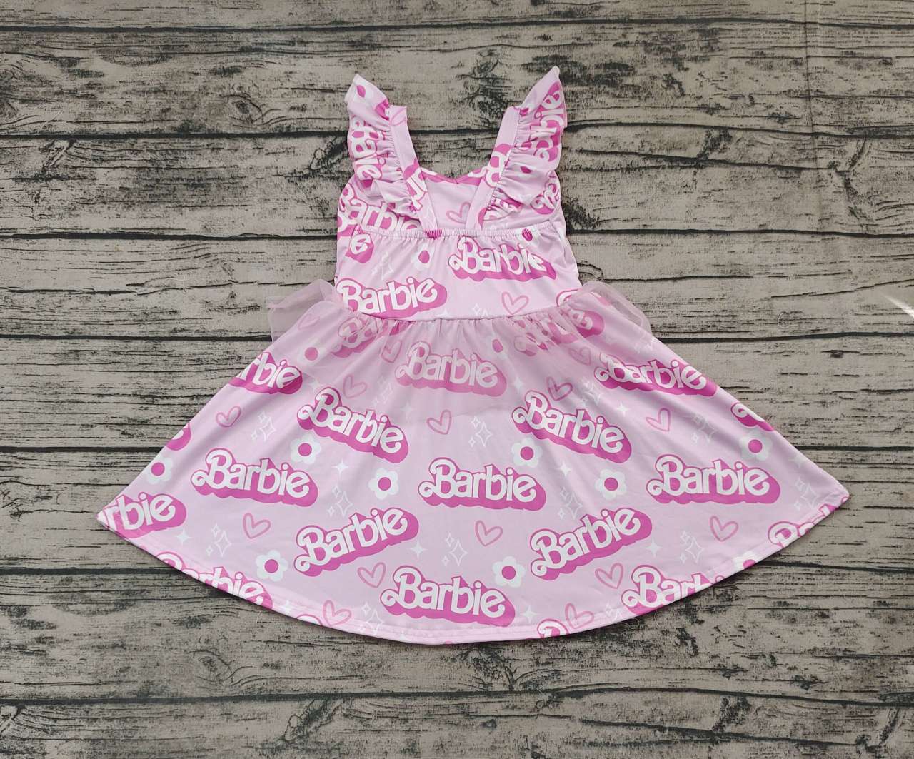 Pre-order girls summer clothes pink flying long sleeve dresses