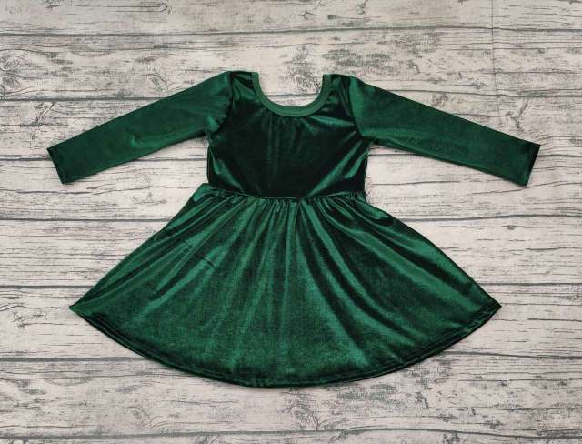 Pre-order girls summer clothes green long sleeve dresses