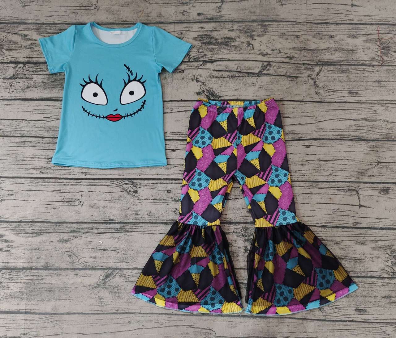 Pre-order girls summer clothes blue short long sleeve pants set