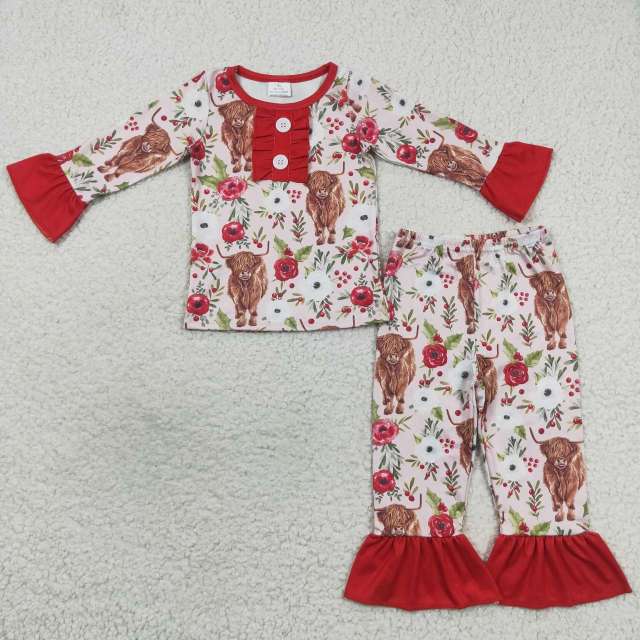 GLP0665 Alpine Buffalo Lace Red Lace Long Sleeves Pants Suit