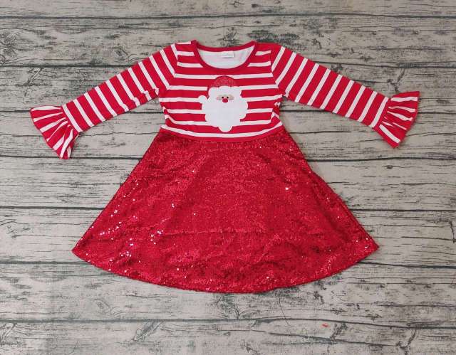 Pre-order girls summer clothes red christmas long sleeve dresses