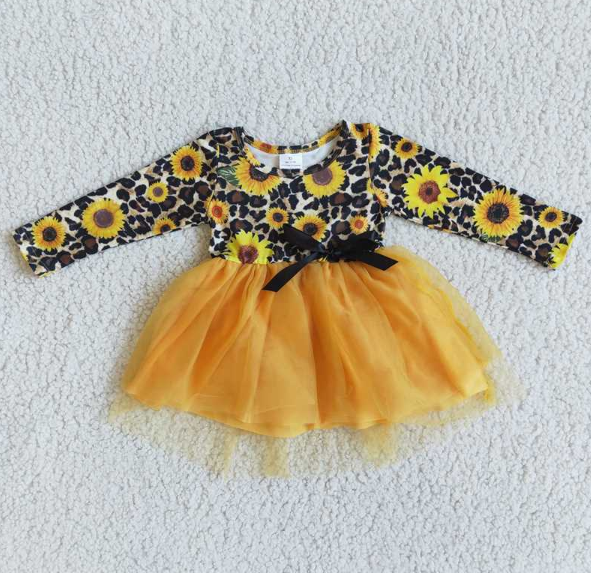 6 A29-27 Sunflower Leopard Print Bow Trim Dress